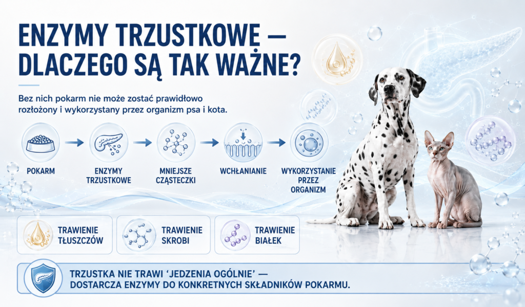 Czym są enzymy trzustkowe i dlaczego są potrzebne psu i kotu?